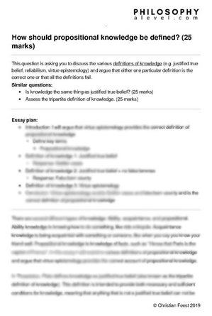 Definition of Knowledge example essay